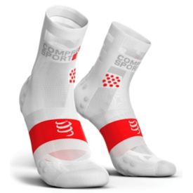 MEIAS COMPRESSPORT RACING SOCKS V3.0 ULTRALIGHT RUN HIGH BRANCO