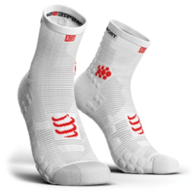 MEIAS COMPRESSPORT RACING SOCKS V3.0 RUN HIGH BRANCO