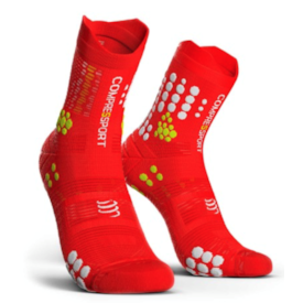 MEIAS DE TRAIL COMPRESSPORT RACING SOCKS V3.0 VERMELHO/BRANCO