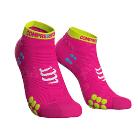 MEIAS COMPRESSPORT RACING SOCKS V3.0 RUN LOW ROSA