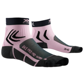 MEIAS X-BIONIC BIKE PRO MID - PRETO/ROSA
