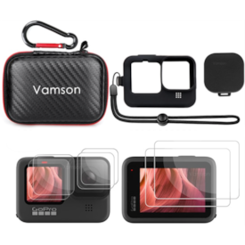 CAPA SILICONE PRETO PARA GOPRO HERO 9/10 + PELICULAS DE VIDRO + BOLSA